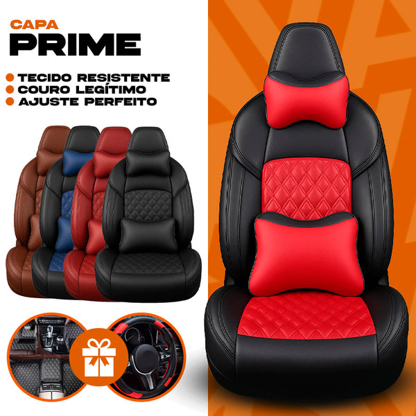 Capa Automotiva Universal Completa Prime em Couro Legítimo +BRINDE: 3 Tapetes de Carro