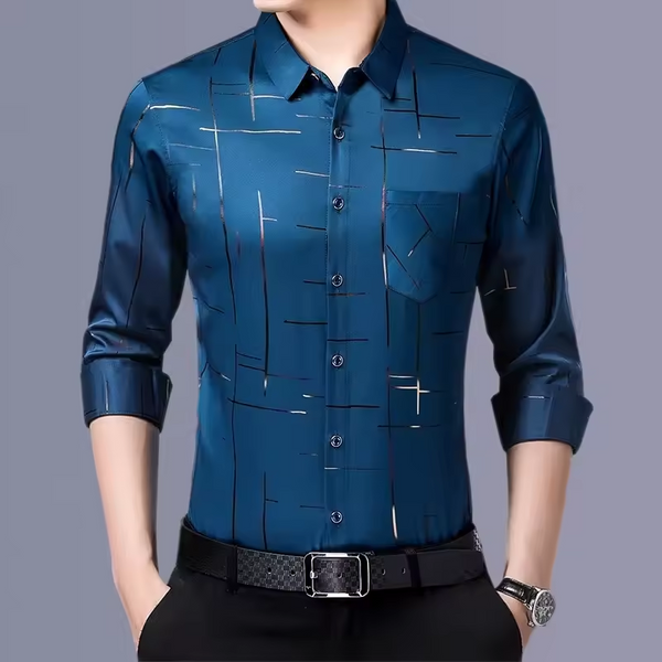 Camisa Masculina de Seda Premium Corte Slim, Elegante e Confortável